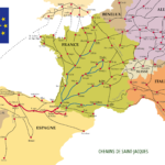 Chemins contemporains en Europe pour se rendre à Saint-Jacques-de-Compostelle.