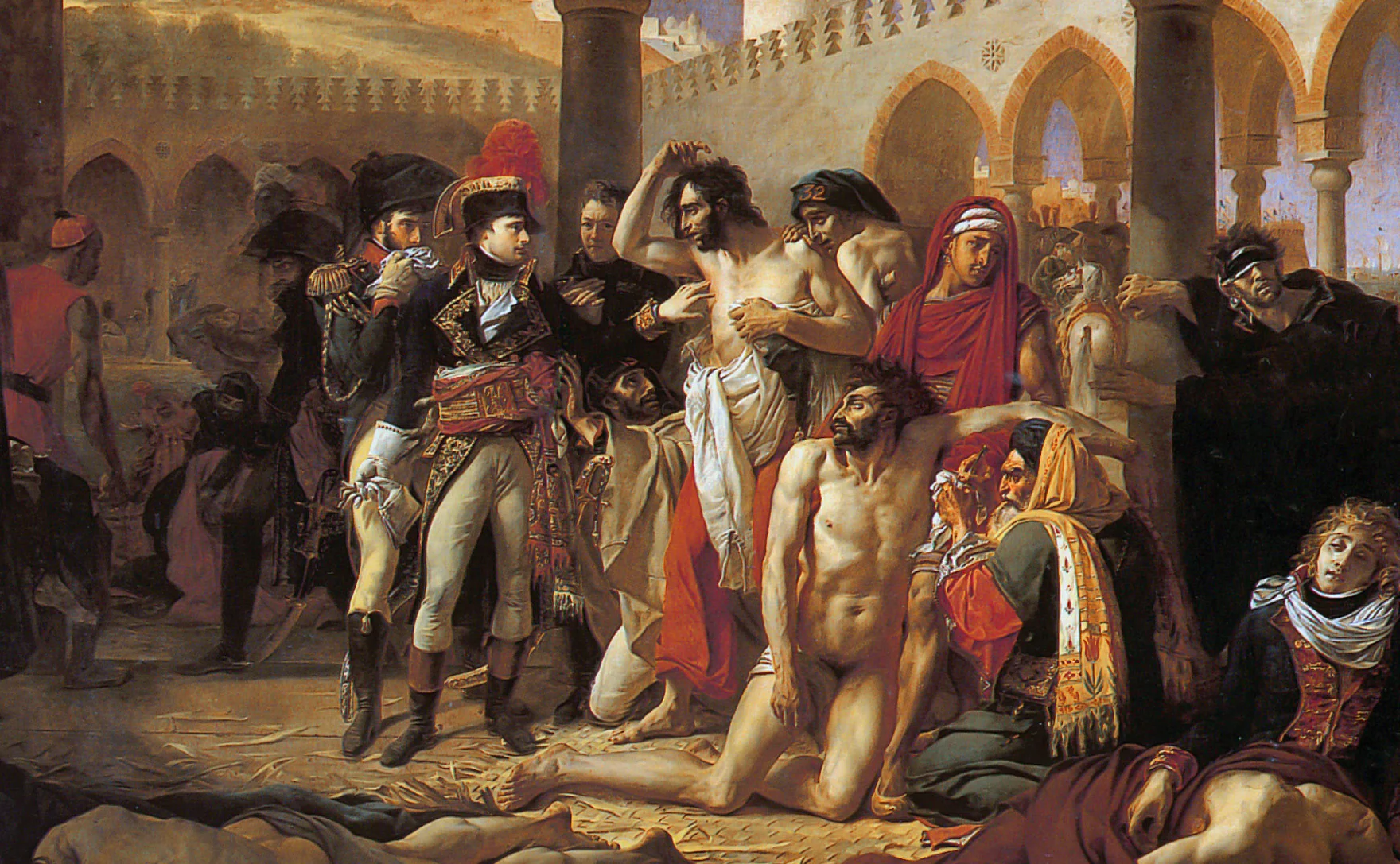 Bonaparte visitant les pestiférés de Jaffa apr Antoine-Jean Gros (1804) - extrait